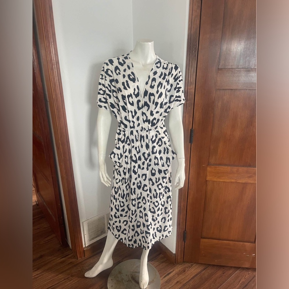 MTS Black and White Animal Print Midi Dress